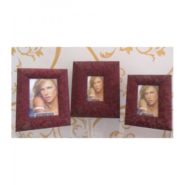 Portafoto cornice in legno rivestito pizzo in seta e lustrini rosso  rubino 13x18 cm - FONTANELLI