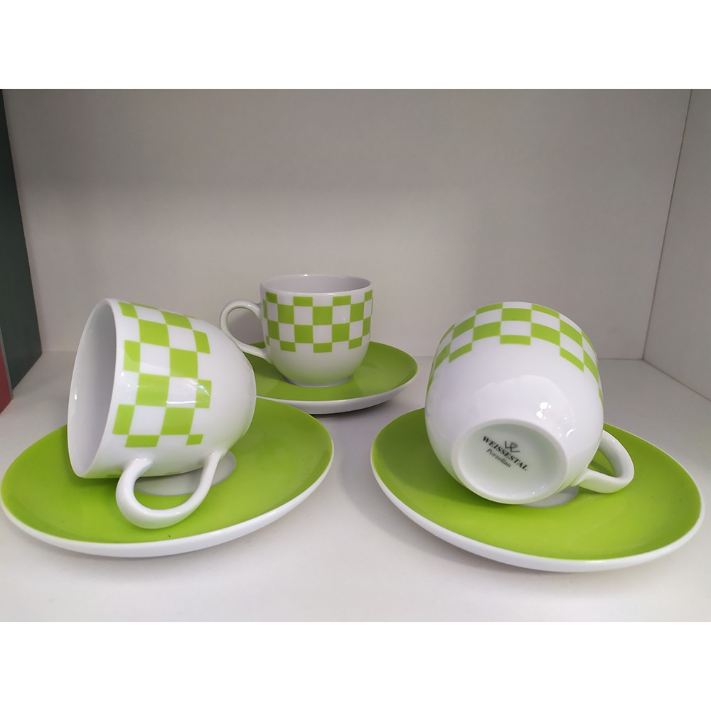 Set tazze caffè per 6 persone in porcellana kessy green- WEISSESTALL