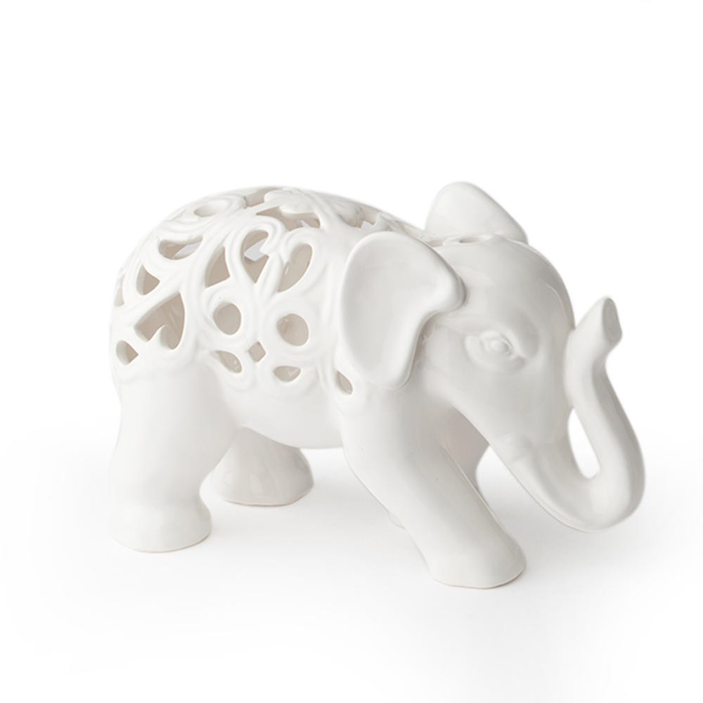 Elefante in porcellana traforata bianco - HERVIT CREATIONS